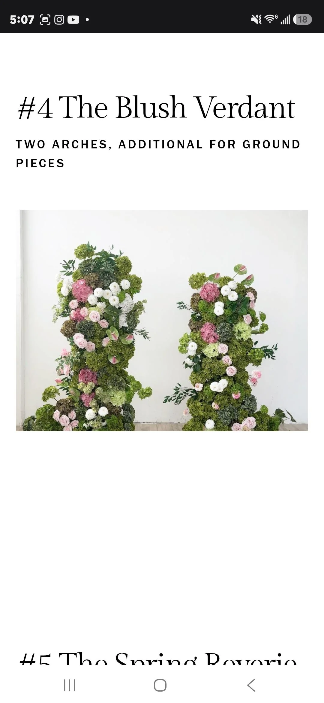 Pink and ivory blooms on green hedge columns rental Oklahoma City